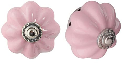 Nicola Spring Ceramic Cupboard Drawer Knobs - Solid Vintage Design - Pink - Pack of 6