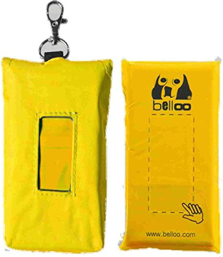 belloo Poco Nachfüller + gelbes Etui, 2 x 30 Bellookotbeutel zur Befestigung an Hosengürtel und Hundeleine