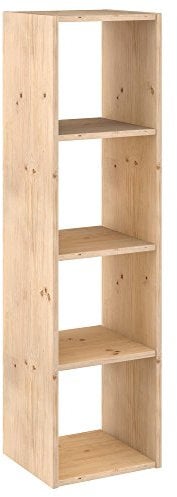 Astigarraga Kit Line Estantería Modular 4 Cubos Dinamic, Madera Maciza Pino - 140x36,2x33 cm