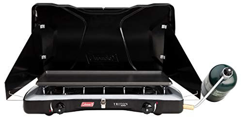 Coleman Triton Tragbarer Tisch-Campingkocher mit 2 Brennern, Propan, Schwarz