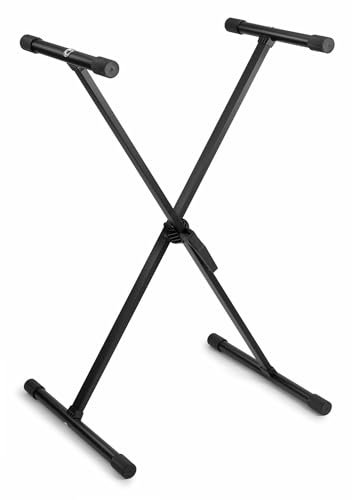 VONYX KBS01 - Support pour Clavier, Fixation Verrouillage Rapide, avec Barres de 36cm, Revêtement Anti-Glissement, Idéal DJ Mobiles