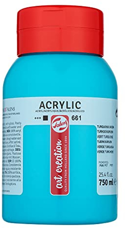 Talens Art Creation Acrylfarbe - Türkisgrün 661-750 ml Glas - Deckend, lichtecht, schnell trocknend, seidenglänzend, vielseitig einsetzbar auf verschiedenen Oberflächen