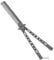 JJ PRIME Butterfly Flick Balisong Dull End Stainless Steel Practice Training Sport Hiking Outdoor Indoor with Safety Latch (Comb Silver)