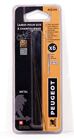 Peugeot 803206 Jeu de 6 Lames de scie à chantourner 127 x 0,40 x 0,85 mm 35 TPI