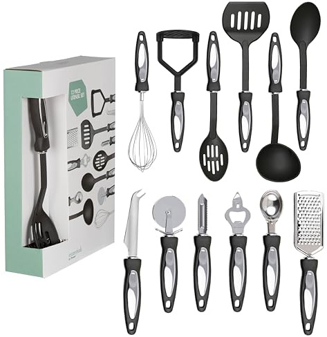 Premier Housewares Practical Design 12 Pc Gadget Utensils Set | Durable Cooking Utensil Set | Dishwasher Safe Kitchen Utensils Set | Convenient Spatula Set For Kitchen Accessories