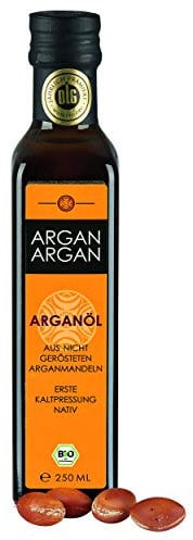 ARGANARGAN Bio-Arganöl, ungeröstet 250ml, kaltgepresst, nativ, DLG prämiert, mit FRESENIUS Analyse 100% rein, vegan, auch für Haut, Gesicht, Haare, fair trade von Frauenkooperativen
