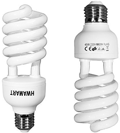 BOLLUMA Ampoule CFL 5500K Lampe Studio Photo E27 Ampoule Softbox Parapluie Lumière du Jour Vidéo FluoCompacte 2x45W 220V Photographie Lampe à Economie d'Energie pour Eclairage Quotidienne
