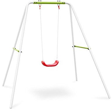 OneConcept Miri - Kinderschaukel, Gartenschaukel Schaukelgestell mit Schaukel (für Kinder von 3-10 Jahren, bis 45 kg, Möglichkeit zur dauerhafte Befestigung per Beton-Sockel, grün-weiß