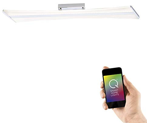 Paul Neuhaus, LED Deckenleuchte, Smart-Home, RGB+W Farbwechsel, chromfarben, inkl. Funkfernbedienung, Innenleuchte, IP20