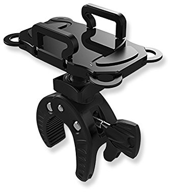 ihens5 - Supporto per telefono da bicicletta, supporto per telefono da moto, carrozzina e microfono, supporto per cellulare con cinturino in gomma, rotazione a 360 gradi, per iPhone X 7, 6s Plus, 5s, 5SE, Sony Samsung, colore: Nero