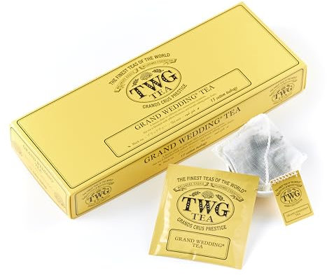TWG Tea | Grand Wedding Tea | Schwarzer Tee | Sonnenblumen und Exotische Früchte | 15 Handgenähte Teebeutel aus Baumwolle | Geschenkset