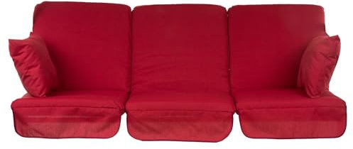 Dajar Patio Hollywoodschaukel Auflage 180 cm Rimini/Venezia 3 Sitzauflagen mit Seitenkissen Volant Gartenbankauflage rot