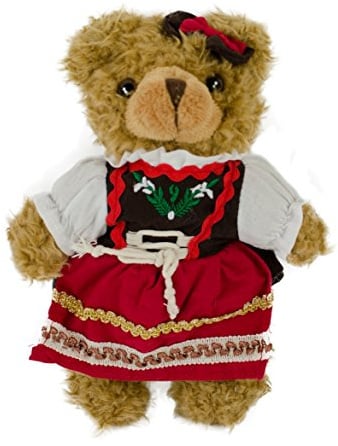 Trachten-Teddybär 35 cm stehend braun/rot Plüschteddybär mit Dirndl