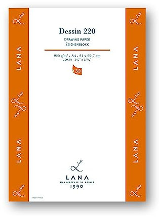 Lana DESSIN Zeichenpapier, 30 Blatt, 220g, DIN A4