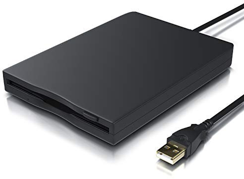 CSL - Disquetera Externa - Lector USB de Disquetes Floppy Disk Drive FDD - 1,44 MB - 3,5 Pulg. - Portátil - Plug y Play - Compatible con PC Windows 11, 10, 8, 7, Vista, XP, Mac OSX Linux – Negro