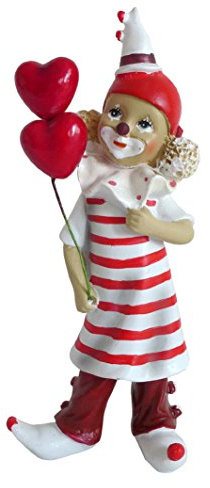 Unbekannt Niedliche Dekofigur ~ Clown rot-weiß mit Partyhut & Ringelhemd ~ Karneval Köln Harlekin Deko Figur