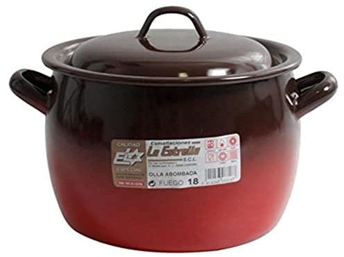 Esmaltaciones La Estrella Fuego - Olla abombada con tapa, 18 cm, 4 L