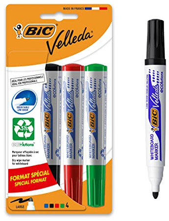 BiC Velleda Bullet Tip Whiteboard-Marker 4 Stück farblich sortiert, 1 Stück (4er Pack)