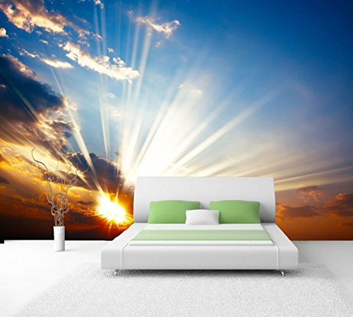 Vlies XXL-Poster Tapete Fototapete Natur Sonne im Himmel Material Vlies ohne Kleber, Größe 300 x 220 cm 3-tlg