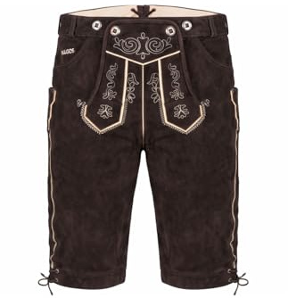 PAULGOS Herren Trachten Lederhose + Träger, Echtes Leder, Kniebund Übergröße in 4 Farben Gr. 44-72
