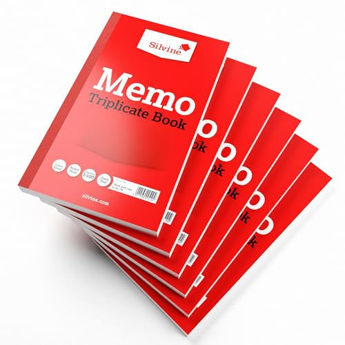 Silvine 8x5 Triplicate Memo Book - Numbered 1-100 with Index Sheet [Pack of 6]