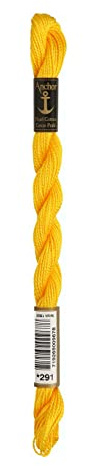 Anchor pearl thread, embroidery thread, Cotton, 00291 Dunkelgelb, dunkelgelb