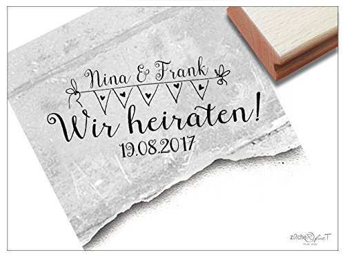 Stempel Individueller Hochzeitsstempel mit Namen und Datum - Wir heiraten! - Scrapbook Artjournal Einladungen - zAcheR-fineT