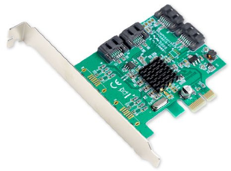 /O Crest 4 Port SATA III PCI-e 2.0 x1 Controller Card Marvell 9215 Non-Raid with Low Profile Bracket SI-PEX40064