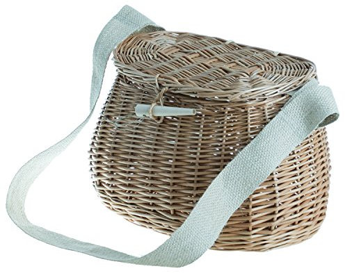 e-wicker24 Alles aus Weide Anglerkorb aus Weide, Fischkorb, geflochtener Fischerkorb, Fischkorb mit Riemen, Weidenkorb für Anglerzubehör, Korb für Fischerzubehör