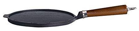 Ronneby Bruk 120840 48 x 24 x 5 cm Gusseisen Pfannkuchen/Crepes Pfanne mit Buche Griff, schwarz