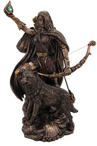 braunen Finish nordischen Mythologie Göttin Skadi Viking Statue Figur Skulptur