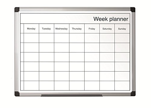 Bi-Office Wochenplaner, schwarz/weiß, Magnetisch, Aluminium Rahmen, 60x40cm