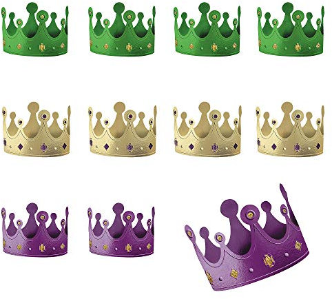 Mardi Gras mehrfarbige glitzernde Folienkronen – 10,2 x 17,8 cm (12 Stück) – brillantes und festliches Design – schillerndes und wiederverwendbares Party-Accessoire – perfekt für Karnevals-Events