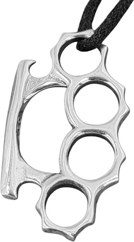 Schlagring Anhänger aus 925 Sterling Silber mit Baumwollband Si.177