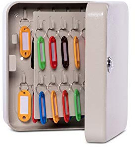 Maul Schlüsselkasten 20x16,5x8 cm | Schlüsselschrank für 40 Schlüssel | Abschließbarer Schrank aus legiertem Stahl | Inkl. Schlüsselanhänger | Ideal für Werkstatt, Büro und Flur | Grau