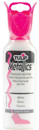 Tulip Pintura de tela 3D de 35,4 ml, color blanco metálico (paquete de 3)