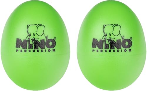 Nino Percussion Egg Shaker Paar – 2 Rasseleier für Kinder ab 3 Jahren – Musikinstrument – Geschenkidee - Kunststoff, Grün (NINO540GG-2) | Musikinstrument für Kinder ab 3 Jahren, 2 Stück, Kunststoff