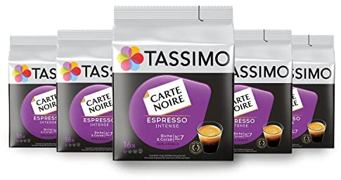 Tassimo Café Dosettes - 80 boissons Carte Noire Espresso Intense (lot de 5 x 16 boissons)