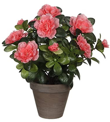 Mica decorations Azalea Kunstpflanze, Polyester, Pfirsich, H27 x Ø20 cm