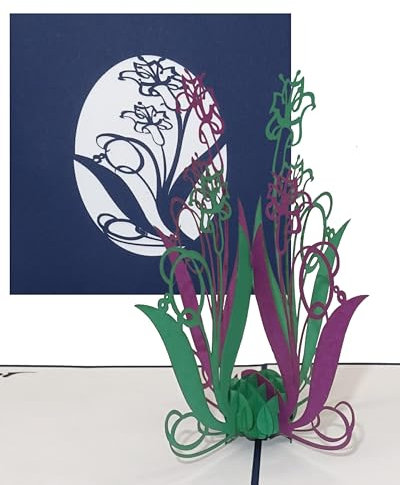 Pop Up Karte „Lilien in Violett & Grün“ 3D Geburtstagskarte - Lilien Karten als kleines Geschenk, Gutschein oder Geschenkverpackung – zum Geburtstag oder als Dankeskarten & Dankeschön Geschenk