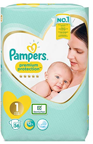 Neu Version 1 x 56 Pampers Windeln Gr. 1, 2-5 KG, New Baby, New Born, Premium Protection
