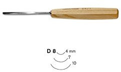 Pfeil Sgorbia Swiss Made #8, 10 mm, manico in legno, bordo smussato, lama in acciaio al cromo vanadio, scalpello per legno