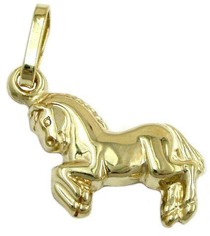 Goldanhänger Unisex Kettenanhänger Anhänger für Halskette Pferd aus 375 9 kt Gold 10 x 11 mm inkl. Schmuckbox