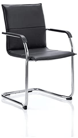Dynamic BR000178 Echo Bonded Leather Visitor Cantilever Chair with Arms - Black