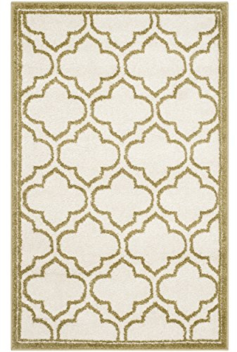 SAFAVIEH Amherst Collection Accent Rug - 2'6 x 4', Ivory & Light Green, Moroccan Geometric Design, Non-Shedding & Easy Care, Ideal for High Traffic Areas in Entryway, Living Room, Bedroom (AMT412A)