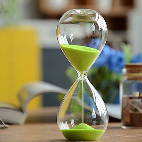 Large Fashion Colorful Sand Glass Sandglass Hourglass Timer Clear Smooth Glass Measures Home Desk Decor Xmas Birthday Gift (10 Minutes, Green)