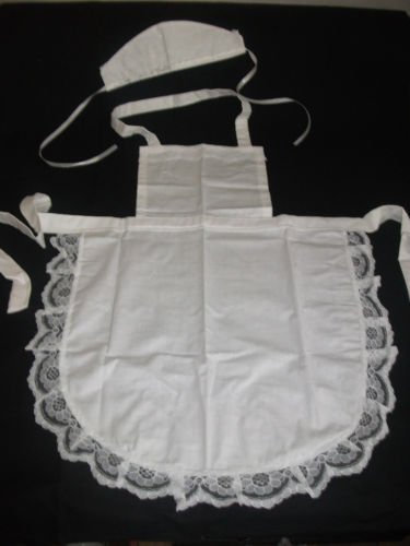 Chapmans CHILDS GIRLS WHITE FULL APRON LACE /HAT /VICTORIAN EDWARDIAN MAID fancydress