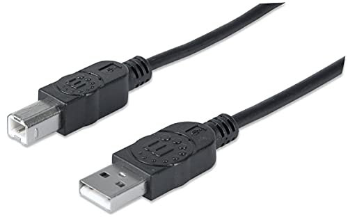 Manhattan 333368 Hi-Speed USB 2.0 Anschlusskabel (Typ A-Stecker auf Typ B-Stecker) 1,8 m schwarz, 3 Stück