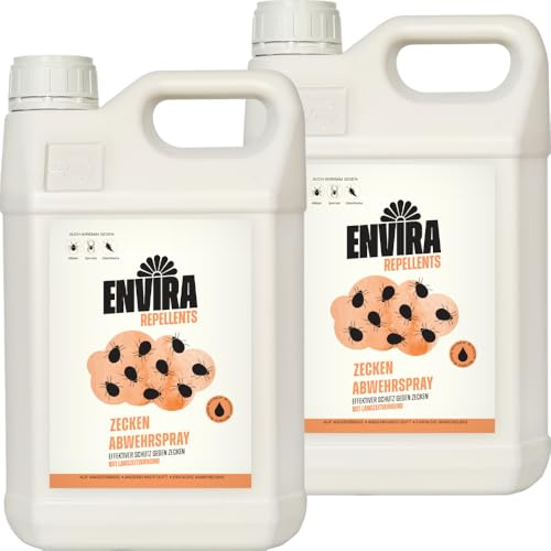 Envira Zeckenspray 2 x 5 Liter - effektiver Zeckenschutz gegen Zecken | Spray mit Langzeitwirkung zum Zecken fernhalten - hochwirksames Zeckenmittel für die Wohnung und unterwegs