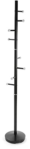 Versa Ruan Porte-Manteau Vêtements Portemanteau Style Minimaliste, avec 9 Crochets ou cintres pour vêtements ou Sacs pour la Salle, Dimensions (H x l x L) 173 x 28 x 28 cm, Métal, Couleur: Noir